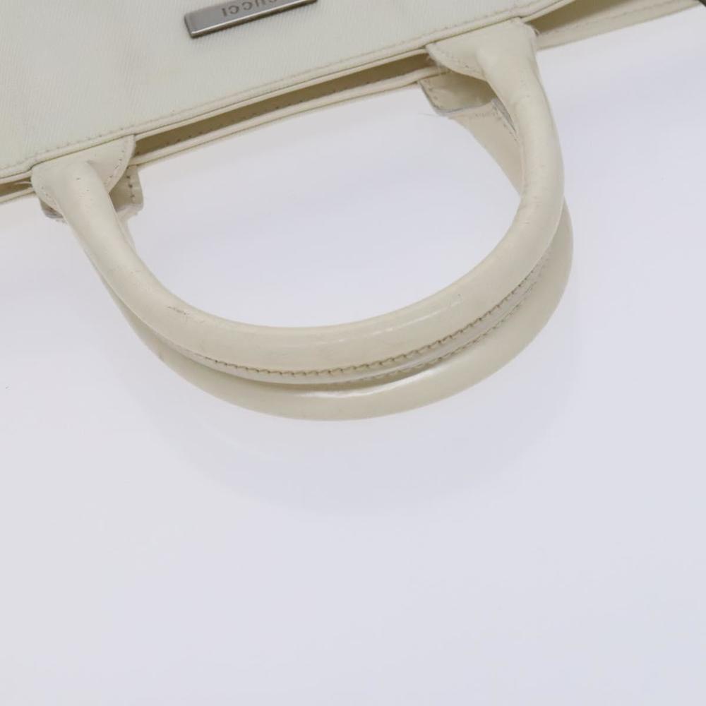 GUCCI Hand Bag Nylon Patent Leather 2way White Silver Auth bs23294 - Picture 7 of 16